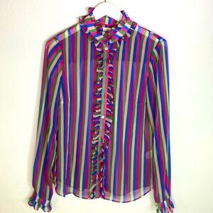 Boden Ruffle Button Down Blouse (Size US 6)